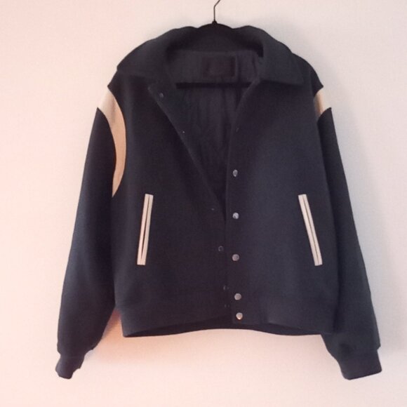 OAK + FORT  navy blue felted wool jacket - Picture 3 of 11